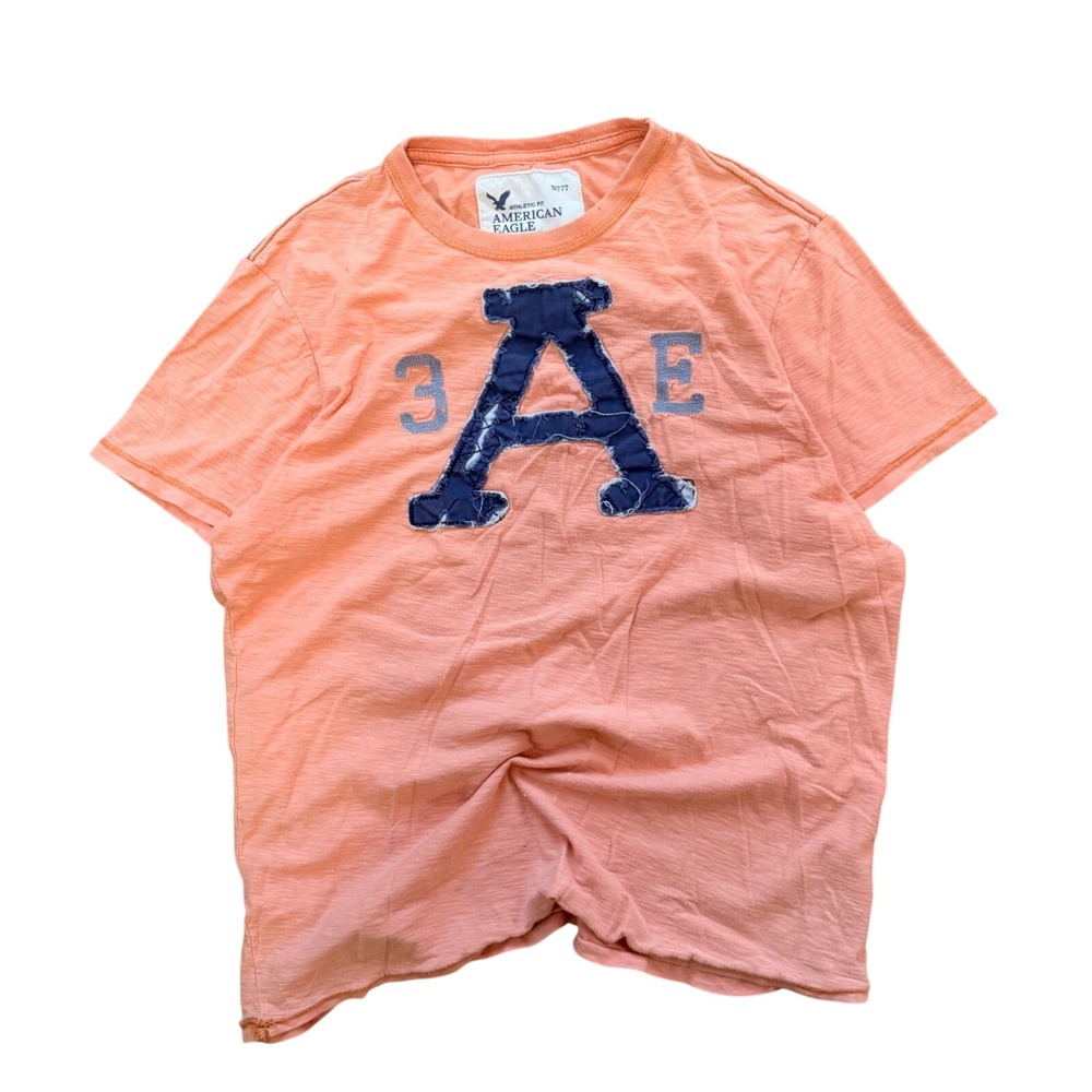 Vintage‎ Graphic Tee Mens L Orange American Eagle Athletic Fit Distressed Logo